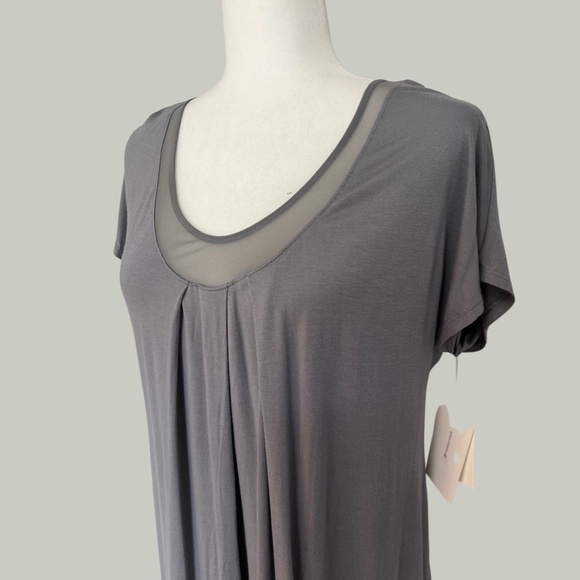 NWT H Halston Grey Short Sleeve Chemise - Picture 2 of 4